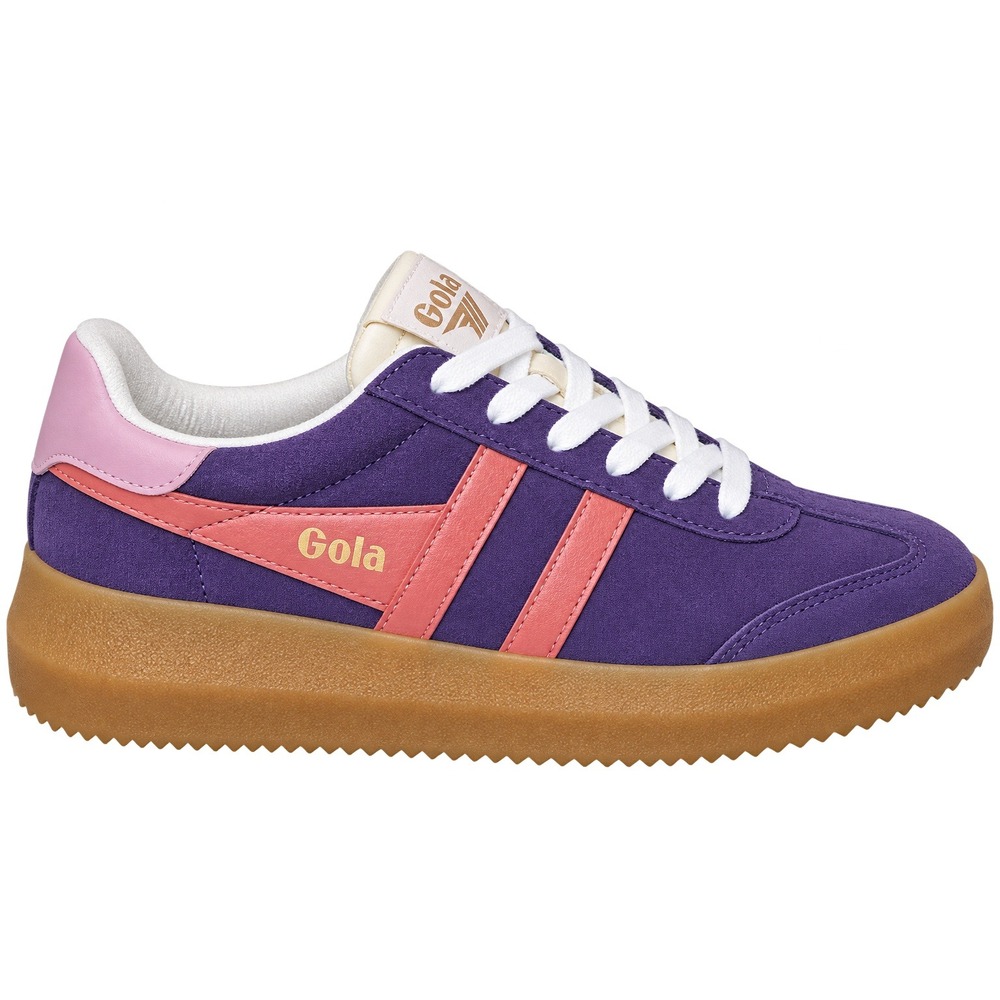 Gola Athena CLB573 Suede Platform Sneaker Women 8.5 Plum Orange Pink